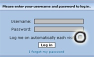 The login screen